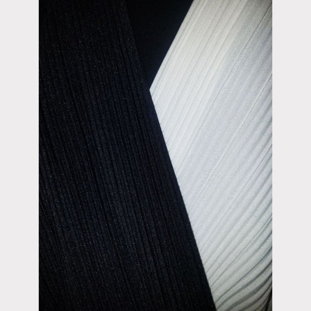 Vtg 70s Black & White Plisse Pleat Dress 16 ½ - Picture 3 of 8